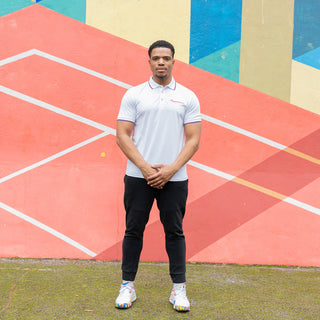 Polo deportivo en piqué blanco transpirable